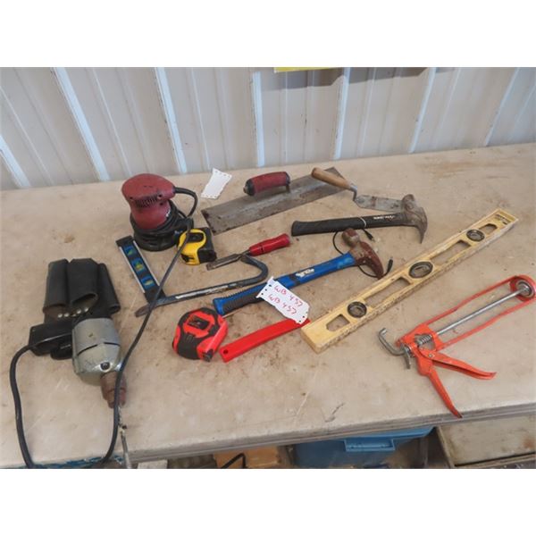 Carpentry Tools' Power Drill + Sander, Hammer, Trowels, Wrecking Bar