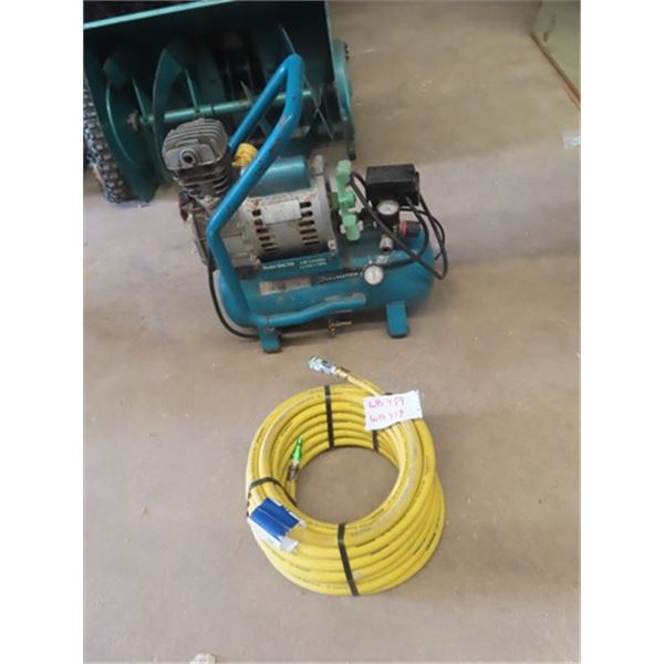 Air Compressor 2.5 Gal 2 HP with 50' New 3/8" Air Hose