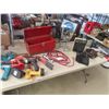 Image 1 : Extension Cord, Electric Heater, Power Drill on Stand, Tool Bag, Metal Tool Box with ODdsnEnds of Wr