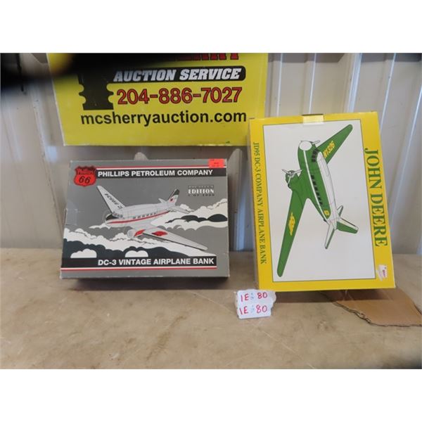 2 Die Cast Banks ; 1) Phillips, 1) John Deere DC-3 with Box