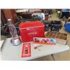 Image 1 : Vintage Metal Coca-Cola Picnic Cooler, Bottles, Signs, Opener, Coke Case KEy Chain, Coke Lamp