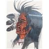 Image 2 : Original Terry Greene 1983 Painting, First Nations Warrior Framed & Matted 21" x 28"