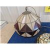 Image 3 : Vintage Stained Glass Swag Lamp with Tiffany Style Stained Glass Shade