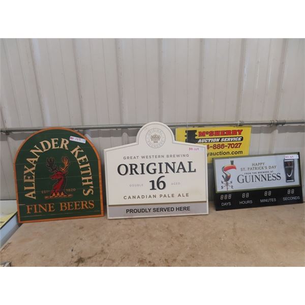 3 Vintage Beer Signs from Local Winnipeg Pub ; Alexander Keiths ( Wooden) , Great Western Brewing ( 