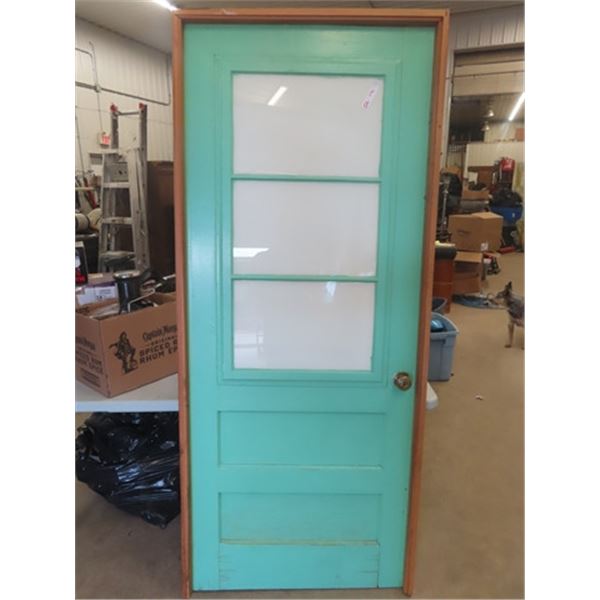 Old Painted Solid Door with Jam