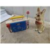 Image 2 : Pyrex Mixing Bowl, Chalkware Dog, Fisher Price Radio