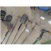 Image 3 : 7 Hand Yard Tools ; Shovel, Spade, Hoe, Tree Branch, Rake, Hose