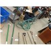 Image 4 : 7 Hand Yard Tools ; Shovel, Spade, Hoe, Tree Branch, Rake, Hose