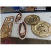 Image 1 : 3 Chalkware & 2 Brass Wall Displays