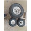 Image 2 : 4 Lawn Mower Tires with Rims ; 2) 18 9.50 8, 2) 15 600-6