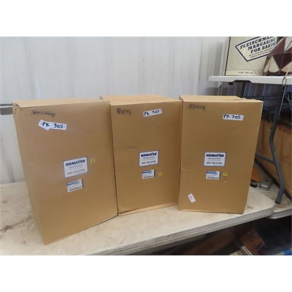 3 New Komatsu Air Filters - Parts # in Photos