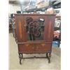 Image 1 : Oak China Cabinet with Key 62" x 42" x 14"
