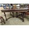 Image 2 : Oak Dinning Table 44" x 54" with (2) 9" Leaves & 6 Chairs - 1 Is Captains Chair