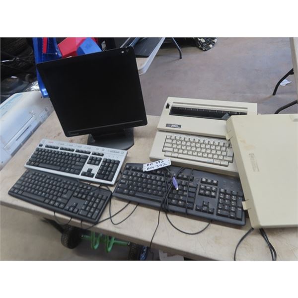 Optiquart Monitor, 3 Keyboards, Smith Corona Electric Typewriter