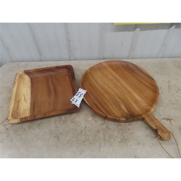 Wooden Servers ; 1) 18" Wide , 1) 15" x 15"