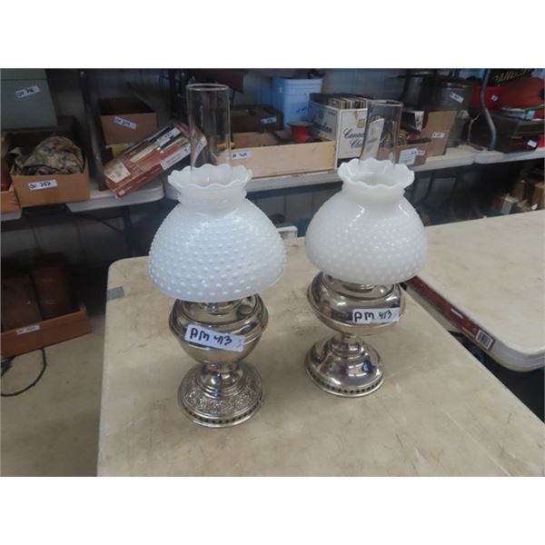 2 Rayo Lamps with Chimneys & Shades