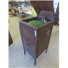 Image 2 : Oak Cabinet Gramaphone with Bottom Record Storage - Working Condition