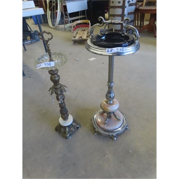 Art Deco Chrome Ashtray Stand & Mid Century Ashtray Stand