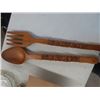 Image 2 : Wooden Fork + Spoon Display 28" Long , Punch Bowl Set, Enamel Kettle + Pitcher plus more