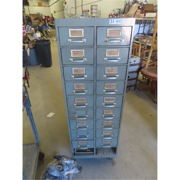 Metal 20 Drawer Index Cabinet 59" x 19" x 22"