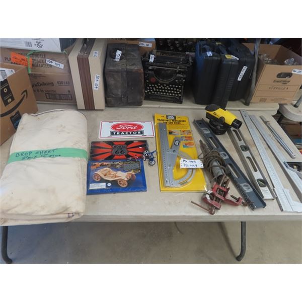 Soldering Iron, Vice, Level, 24 Cailper, Route 66 License Plate, Drop Sheet