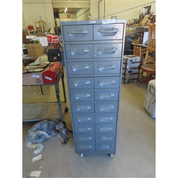 Metal 20 Drawer Index Cabinet 59" x 19" x 28"