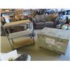 Image 2 : 3 Tier Shop Shelf on Casters 42" X 36" x 18"  & Wooden Shipping Crate with Handles 26" x 39" x 27"