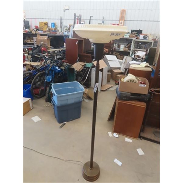 Floor Torch Lamp with Brass Base & Shade