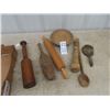 Image 1 : Primitive Wooden Bowls, Butter Paddle, Rolling Pin, Juggling Pin