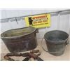Image 2 : Galvanized Pail with Handle , Watering Can, Copper Boiler, Wooden Fishing Net Floats