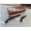 Image 1 : (2) Dual Pistol Replicas - Flint with Case : 1) 16.5" , 1) 12"