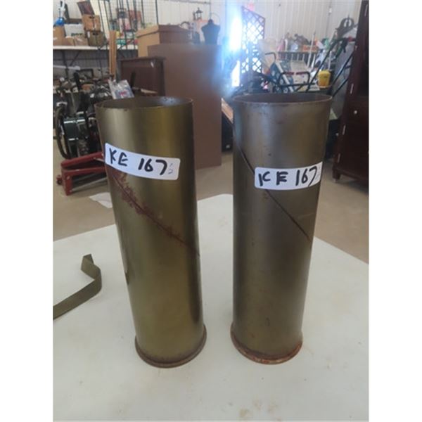2 Brass Militay Casings 14.5" Long