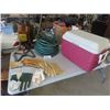 Image 1 : Coleman Cooler, Work Gloves, Garden Hose, Sprinkler