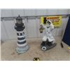 Image 1 : 2 Yard Ornaments; Light House 23" Tall, Captain in a Boat 19"  Tall
