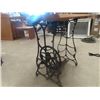 Image 3 : Wooden Top with Cast Undercarriage Sewing Machine Stand 30" x 33" X 19"