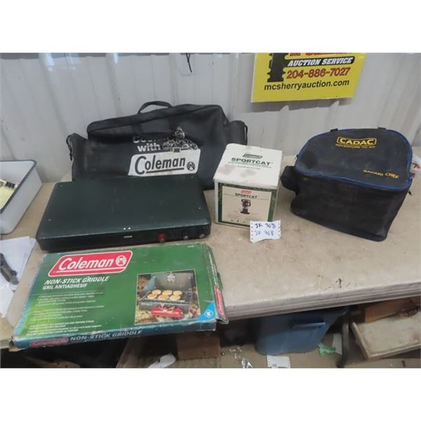 Coleman Stove + Griddle+Cover , New Cadac Hibatchi Coleman Sportsman Heater