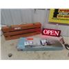 Image 1 : ~~jj Light Up Open Sign, Glass Shelf Kit, Wooden Carry Case