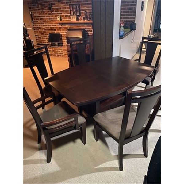 9pc Broyhill Dinig Room Set ; 6 Chairs, Table, Leaf, Cabinet - Made of Solid Wood