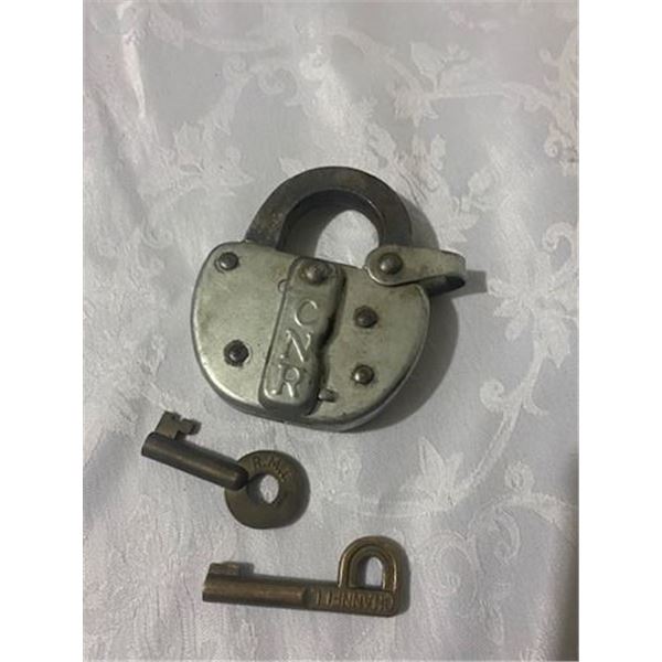 Vintage CNR Lock with 2 Keys