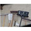 Image 2 : 6 Items ; Shovel, Brooms, Squeegee, Fork