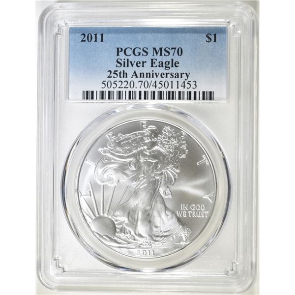 2011 AMERICAN SILVER EAGLE PCGS MS 70