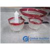 Image 2 : Vintage Glass Red Rimmed Set