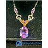 Image 2 : Amethyst/Topaz/Peridot on Silver Colored Knecklace