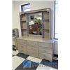 Image 1 : **9 Drawer Dresser with Mirrored Hutch