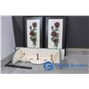 Image 1 : (2) Framed Rose Cross Stitch and Wooden Shelf