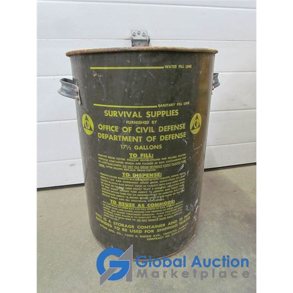 **Survival Supplies Metal Drum