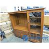 Image 1 : **Palliser Oak/Glass Entertainment Center Cabinet