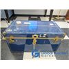 Image 1 : **Blue Tin Sided Storage Trunk - Has Key