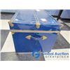 Image 4 : **Blue Tin Sided Storage Trunk - Has Key