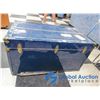 Image 5 : **Blue Tin Sided Storage Trunk - Has Key